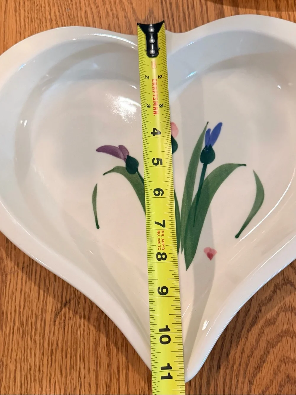 Vintage 1990 Heart-Shaped Ceramic Wall Plate with Hand-Painted Floral Design